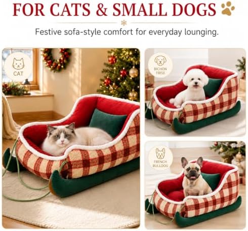 Dog Bed Medium Size Dog Cat Beds for Indoor Cats Christmas Holiday Pet Bed - Image 6