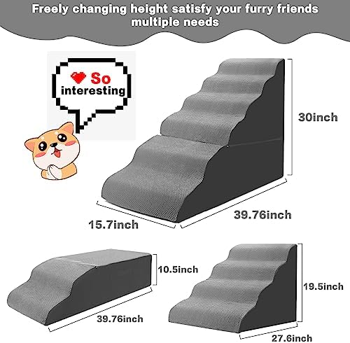 Dog Stairs for High Beds 30-36 Inches Tall, 6-Step Pet Stairs for Small Medium - Image 2