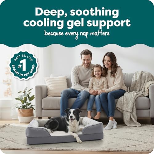 Furhaven Cooling Gel Dog Bed for Large/Medium Dogs w/ Removable Bolsters & - Image 2