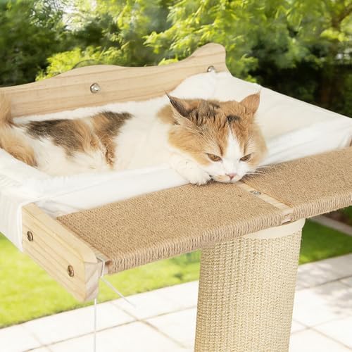 Cat Window Perch Hammock with 3-Piece Detachable Roman Column Sisal Scratching - Image 2