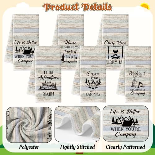 Funny Camping Hand Towel, 6 Pack Kitchen Dish Cloths Set - Image 3