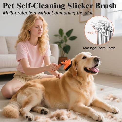 2PCS Self Cleaning Slicker Brush & Dog Comb - Image 2