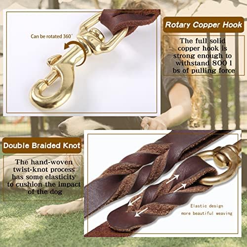 Leather Dog Leash 8ft x 3/4 inch, Strong Heavy Duty Genuine Leather Braided Dog - Image 4