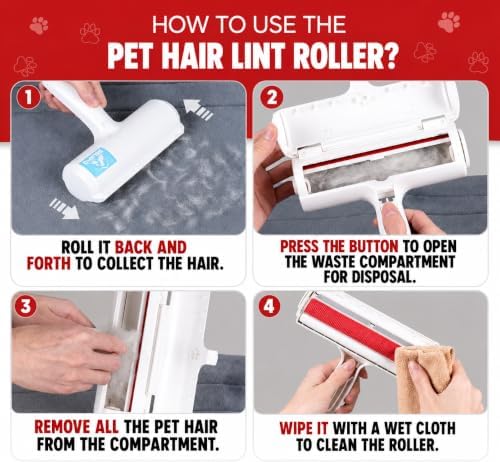 Pet Hair Remover Roller for Dogs and Cats, Reusable Self-Cleaning Lint Roller - Image 3