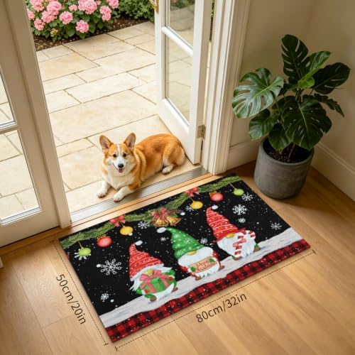 Giwawa Black Xmas Gnome Bath Rug Winter Snowflake Entryway Doormat Non Slip - Image 3