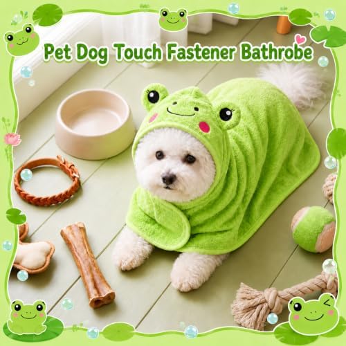 Cuffbow Frog Hooded Dog Bath Towel Robe - Image 3