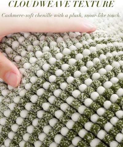 BSICPRO Large Chenille Bathroom Rugs Runner, 22x60 Striped Bath Mats - Image 2