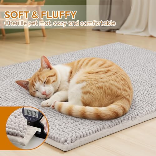 Pieviev Soft Chenille Cat Litter Box Mat, Ultra Absorbent - Image 3