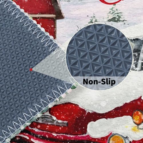 Giwawa Red Truck Bath Rug Winter Pine Tree Bathtub Mats 20X32 Inch Non Slip - Image 4