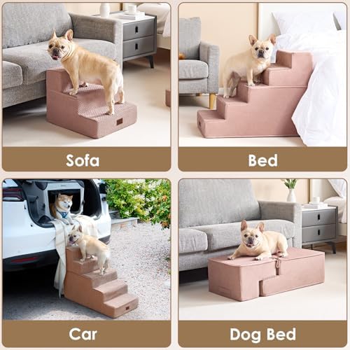 EHEYCIGA Dog Stairs for High Bed 25" H, Extra Wide Dog 5-Step - Image 5