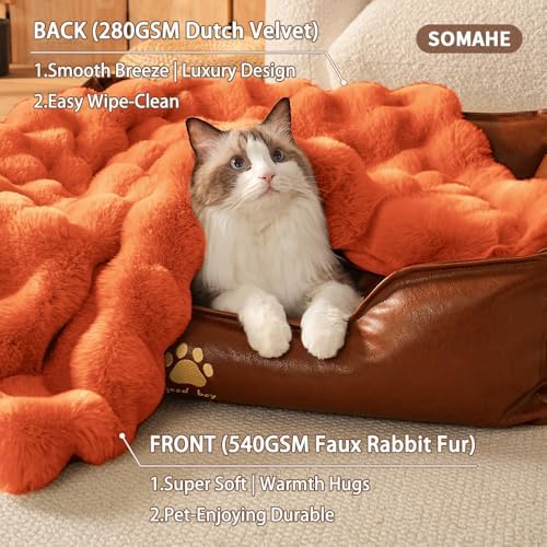 SOMAHE Soft Faux Fur Cat Blanket, Small 22x18 Vibrant Orange - Image 4