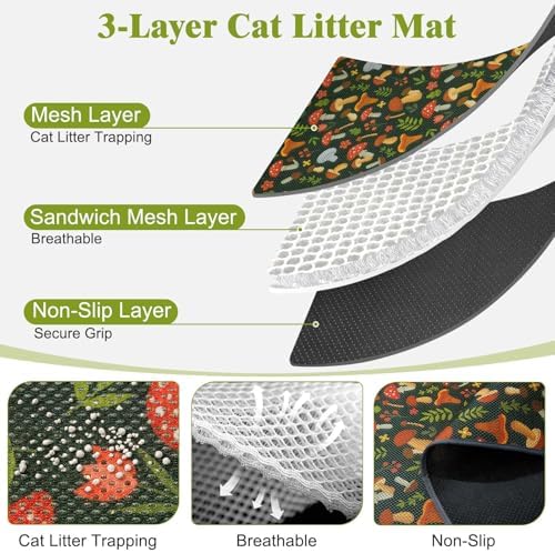Unicorn Catcher 33"x22" Cat Litter Mat Machine Washable Litter Trapping Pad - Image 2
