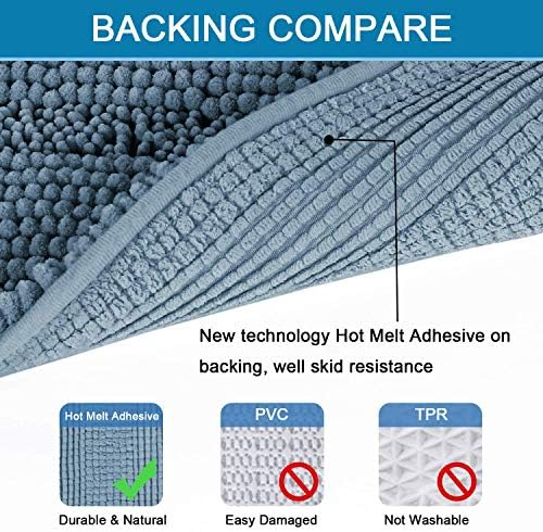H.VERSAILTEX Bath Mats for Bathroom Non Slip Extra Thick Chenille Striped Bath - Image 4