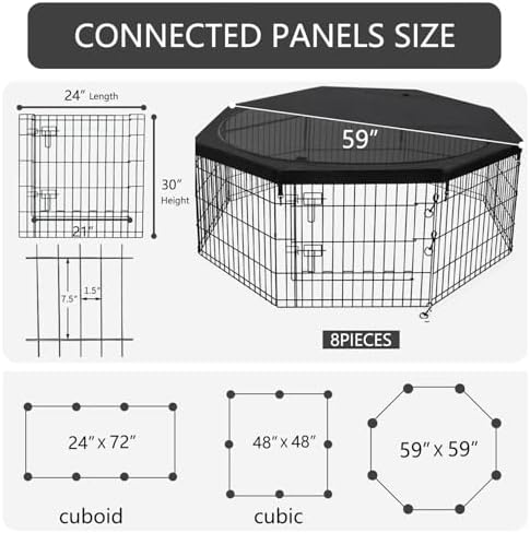 PETIME Foldable Metal Dog Exercise Pen/Pet Puppy Playpen Kennels Yard Fence - Image 3