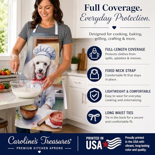 Caroline's Treasures White Poodle The Chef Apron Cooking Kitchen Server Baking - Image 4