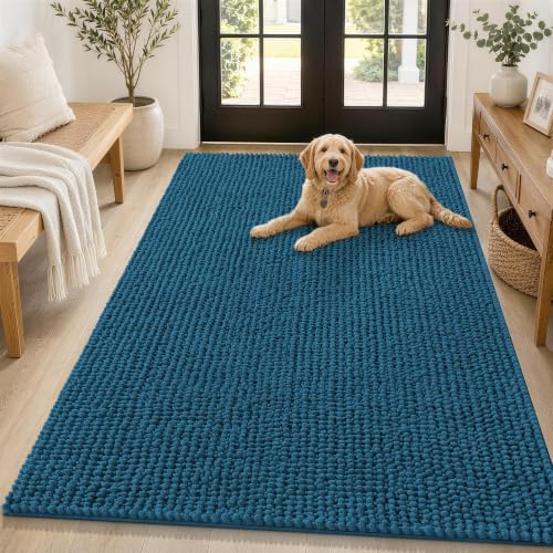 Smiry Dog Door Mat for Muddy Paws 59x35, Ultra Absorbent Chenille Doormat by Smiry