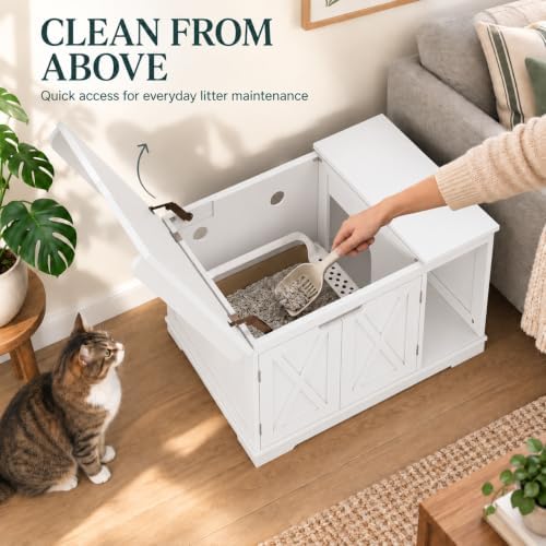 PUPETPO Cat Litter Box Furniture, Hidden Litter Box - Image 2