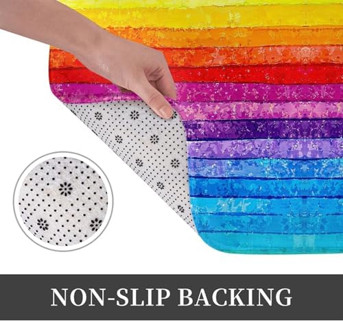 Painted Rainbow Bath Mat 24x16 Inch Non-Slip Soft Microfiber Bathroom Rugs - Image 4