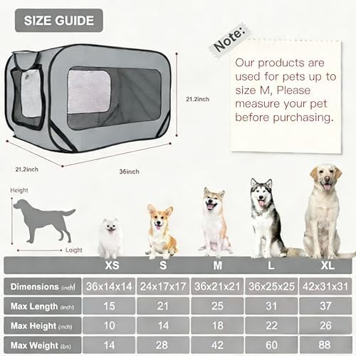 36 Inch Foldable Dog Kennel for Medium Dogs, Portable Waterproof Pop-Up Pet - Image 6