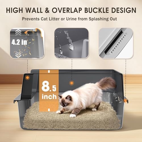 Stainless Steel Litter Box, 17.4'' x 13.5'' x 8.5'' Metal Kitty Litter Box - Image 6