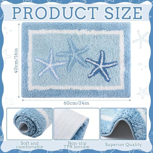 Boao Beach Bathroom Rug Bath Mat Starfish Non-Slip Soft 24 x16 Inches - Image 2