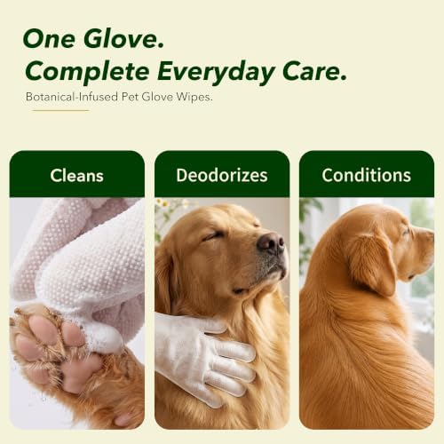 Hypoallergenic Dog & Cat Bathing Glove Wipes, 60 ct - Image 6
