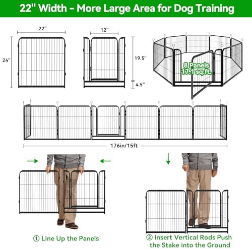 Kfvigoho Puppy Playpen 8 Panels Small Dog Fence Outdoor Indoor Use 24" - Image 5