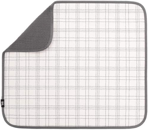S&T INC. Dish Drying Mat, Stitched Plaid by STINC