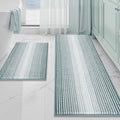 BSICPRO Bathroom Rugs Sets 2 Piece, Non Slip Striped Bath Mats, Sea Green by BSICPRO