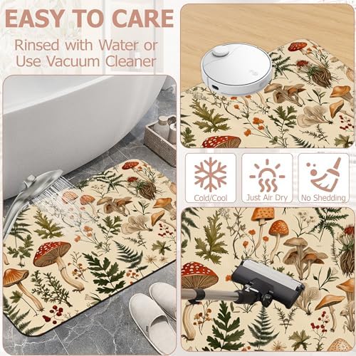 Bath Mat, Mushroom Forest Bathroom Rugs, Quick-Drying Non-Slip Rubber Bath Mats - Image 6