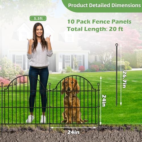10 Panels No Dig Decorative Outdoor Garden Fence, 24in x20ft - Image 2