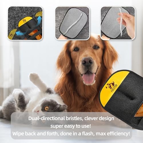 Pet Hair Remover Tool Glove for Cats & Dogs, Static Lint and Fur Removing Mitts - Image 3