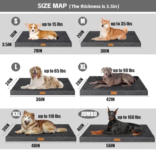 Patas Lague Orthopedic Large Dog Bed Pet Crate Mat 36''X24'' Dark Grey - Image 5