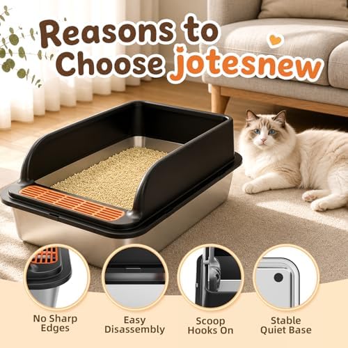 Jotesnew 2 Pack Large Stainless Steel Cat Litter Boxes - Image 6