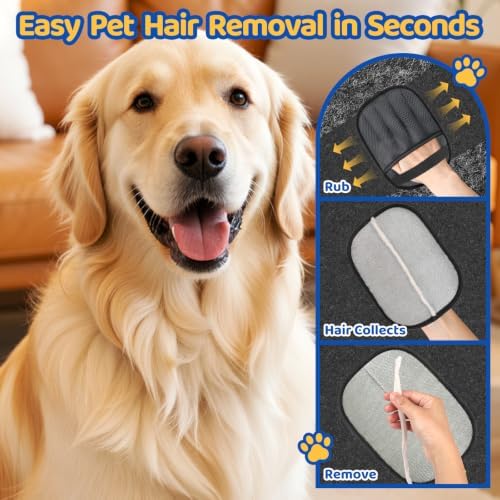 Pet Hair Removal Glove for Dogs & Cats, 2 Packs Five-Finger Grip - Image 2