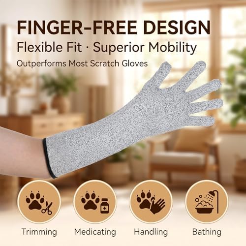 Pet Handling Gloves Cut Resistant Garden Sleeves 15.5” Extra-Long Cat Grooming - Image 7