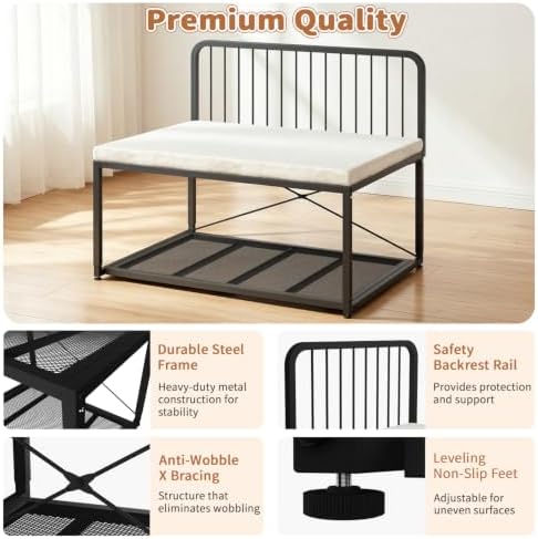 Dog Bed Raised, 5-Level Height Metal Dog Bunk Bed - Image 5