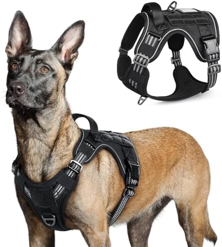 rabbitgoo Tactical Dog Harness for Large, No Pull Military Service Vest by rabbitgoo