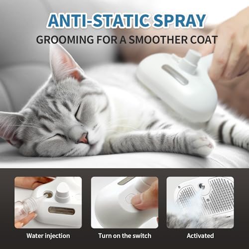 Dog Brush for Shedding, 3 in 1 Self Cleaning Steam Dog Brush - Image 4