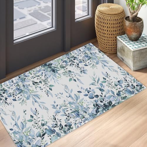 Giwawa Blue Eucalyptus Bath Rug Sage Leaves Bathtub Mat Extra Soft Absorbent - Image 5