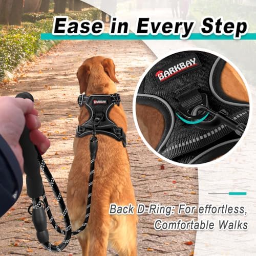 BARKBAY Dog Harness for Large Dog No Pull 2 Clips 3 Buckles Dog Vest - Image 4