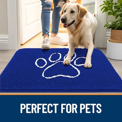 OLANLY Dog Door Mat for Muddy Paws 36x24, Paw Print Design Chenille Mud Mat - Image 6
