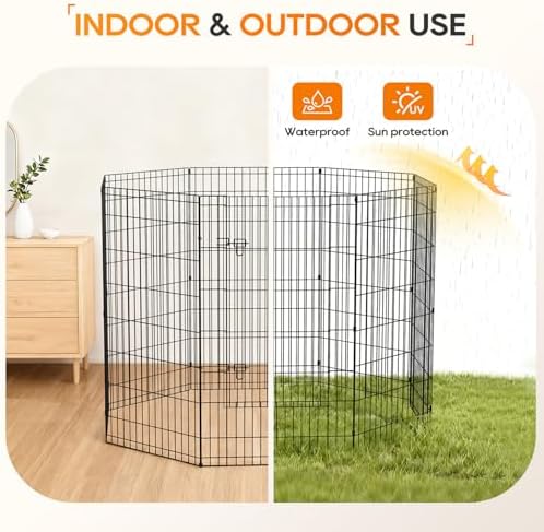 NChanmar Pet Dog Palypen Foldable Metal Dog Fence 48 Inch Height 8 Panels - Image 3
