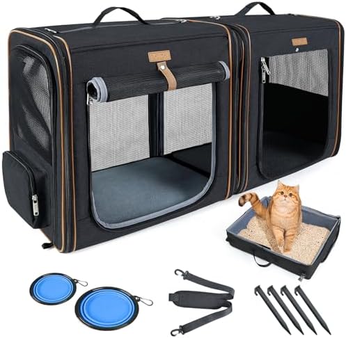 Lekereise Large Cat Carrier for 2 Cats, 2-in-1 Cat Travel Carrier by Lekereise