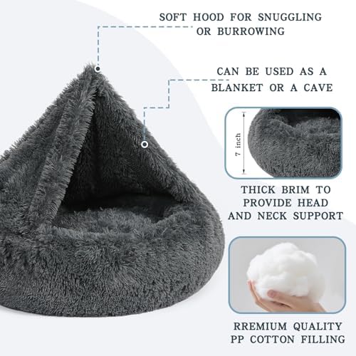 NOYAL Calming Donut Dog Bed, Hooded Cave - Image 3
