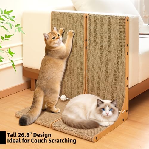 Value 2-Pack 26.8 Inch Cat Scratching Post, Premium High Density Cardboard Cat - Image 2