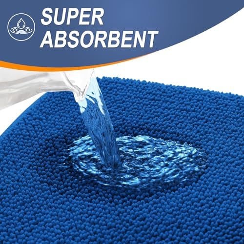 OLANLY Memory Foam Bathroom Rugs 30x20, Absorbent Bath Mat, Deep Navy Blue - Image 3