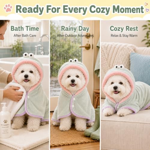 Dog Bathrobe Towel, Soft Hooded Dog Drying Wrap - Image 2