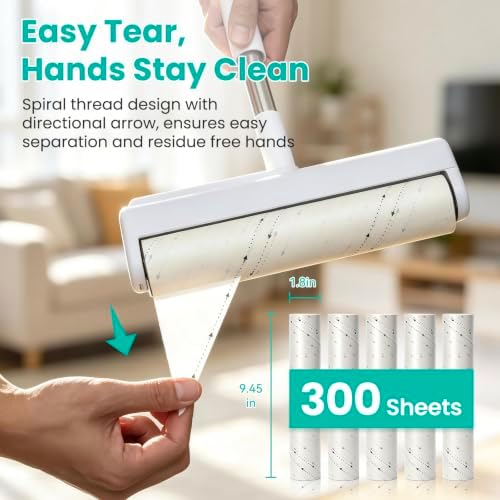 Large Lint Roller for Pet Hair, 9.45in Wide Floor Sticky Roller Long Handle - Image 4