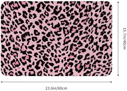Pink Leopard Bath Mat 24x16 Inch Non-Slip Soft Microfiber Bathroom Rugs - Image 3